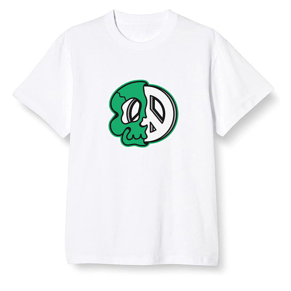Pop Colour AJ1 High OG Lucky Green - Peace and skull - White Men T-shirt