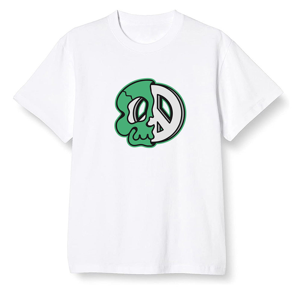 Pop Colour AJ13 Retro 'Lucky Green' - Peace and skull - White Men T-shirt