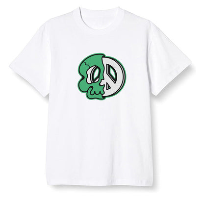 Pop Colour AJ13 Retro 'Lucky Green' - Peace and skull - White Men T-shirt
