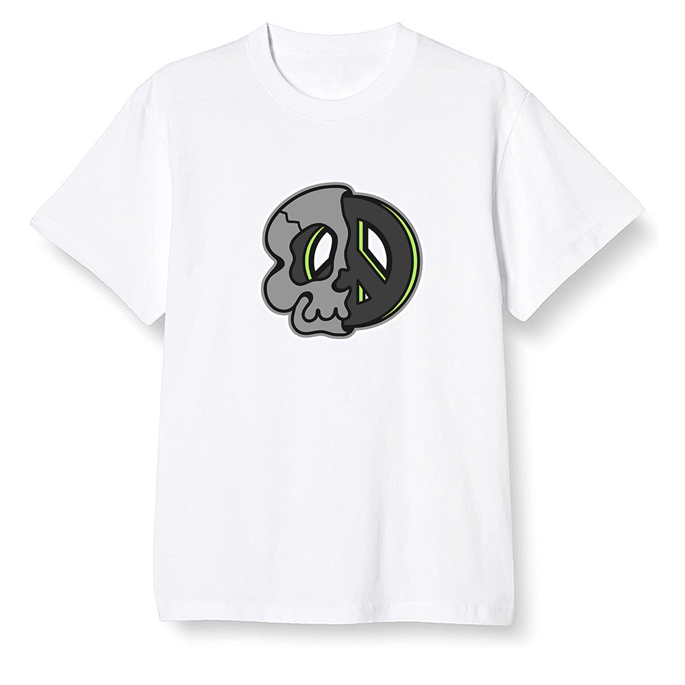 Pop Colour AJ6 Retro Electric Green - Peace and skull - White Men T-shirt