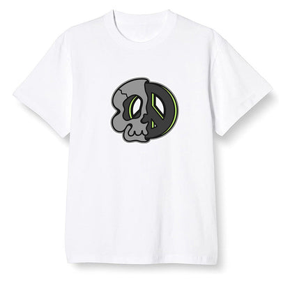 Pop Colour AJ6 Retro Electric Green - Peace and skull - White Men T-shirt