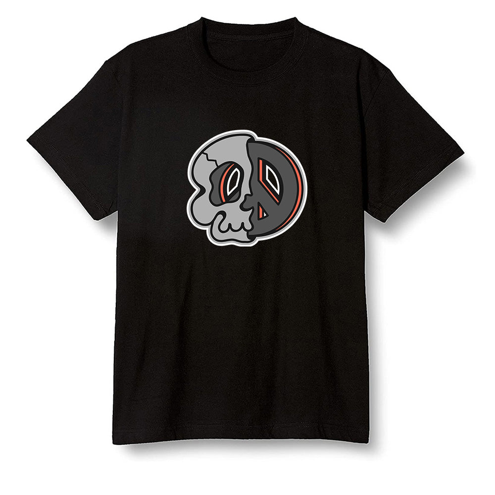 Pop Colour AJ6 Retro Psg Iron Grey Infrared - Peace and skull - Black Men T-shirt