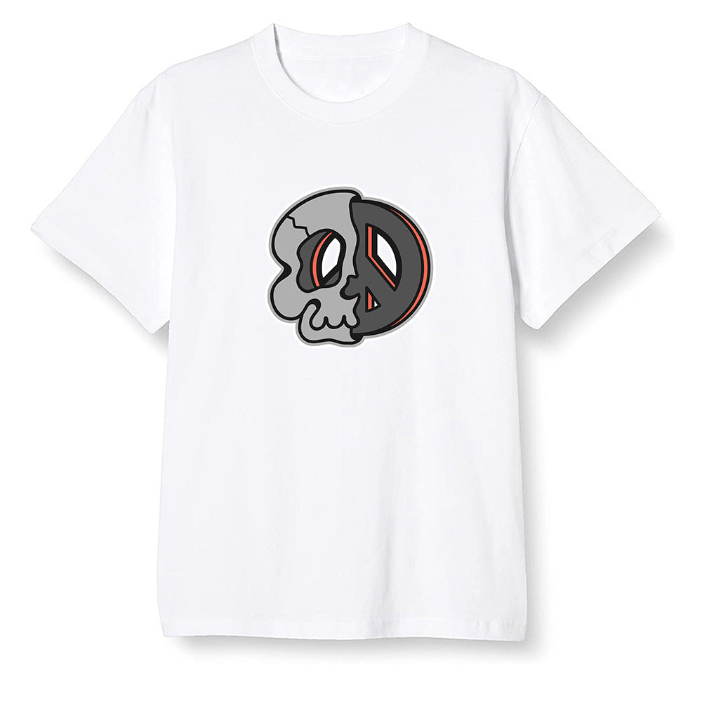 Pop Colour AJ6 Retro Psg Iron Grey Infrared - Peace and skull - White Men T-shirt
