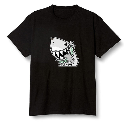 Pop Colour AJ1 Low Retro 'White' White/White-Metallic Silver - Shark dog - Black Men T-shirt