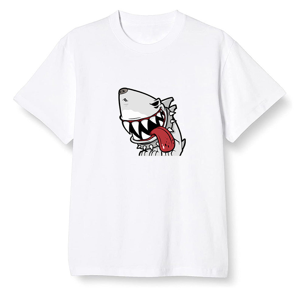Pop Colour AJ1 Retro Low 'Hare' Grey Mist/University Red-Light Poison - Shark dog - White Men T-shirt