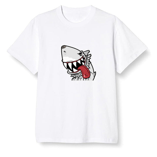 Pop Colour AJ1 Retro Low 'Hare' Grey Mist/University Red-Light Poison - Shark dog - White Men T-shirt