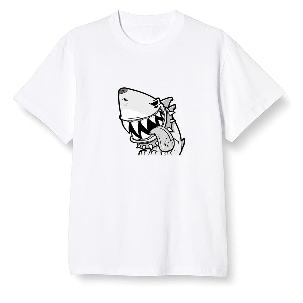 Pop Colour AJ1 Low Triple White - Shark dog - White Men T-shirt