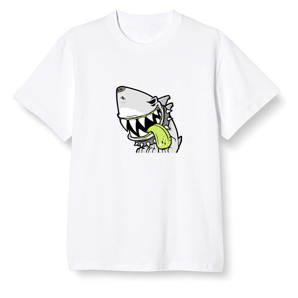 Pop Colour AJ1 Mid Grey Volt - Shark dog - White Men T-shirt