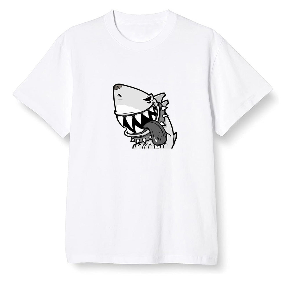 Pop Colour AJ1 High OG Black White - Shark dog - White Men T-shirt