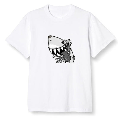 Pop Colour AJ1 High OG Black White - Shark dog - White Men T-shirt