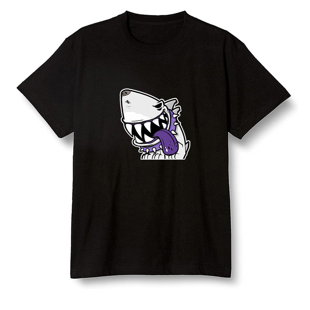 Pop Colour AJ1 Retro High OG Court Purple - Shark dog - Black Men T-shirt