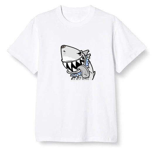 Pop Colour AJ1 High OG Wolf Grey/Sail/Photon Dust/White - Shark dog - White Men T-shirt