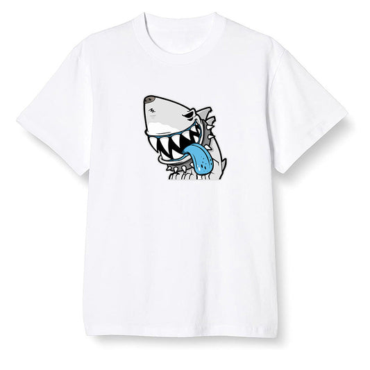Pop Colour AJ13 Retro Obsidian Powder Blue - Shark dog - White Men T-shirt