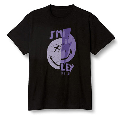 Pop Colour AJ1 High OG Court Purple - Smiley  - Black Men T-shirt