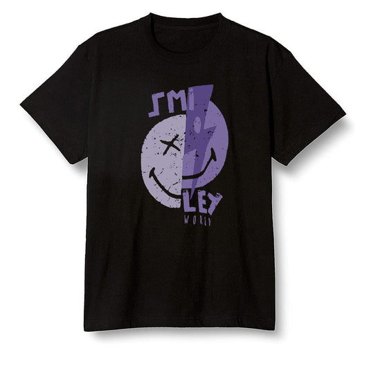 Pop Colour AJ1 High OG Court Purple - Smiley  - Black Men T-shirt
