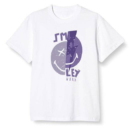 Pop Colour AJ1 High OG Court Purple - Smiley  - White Men T-shirt