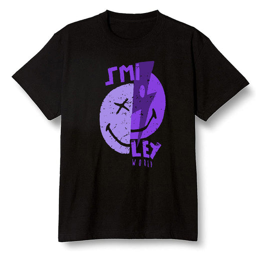 Pop Colour AJ13 Retro Court Purple - Smiley - Black Men T-shirt