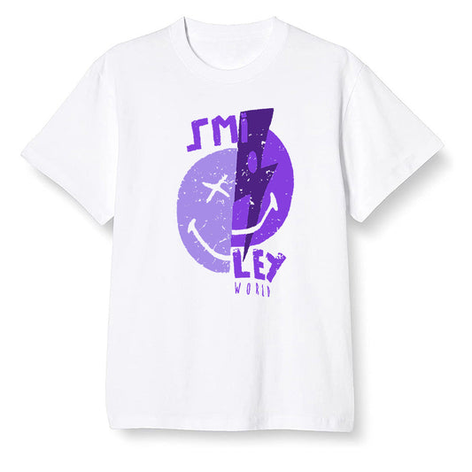 Pop Colour AJ13 Retro Court Purple - Smiley - White Men T-shirt