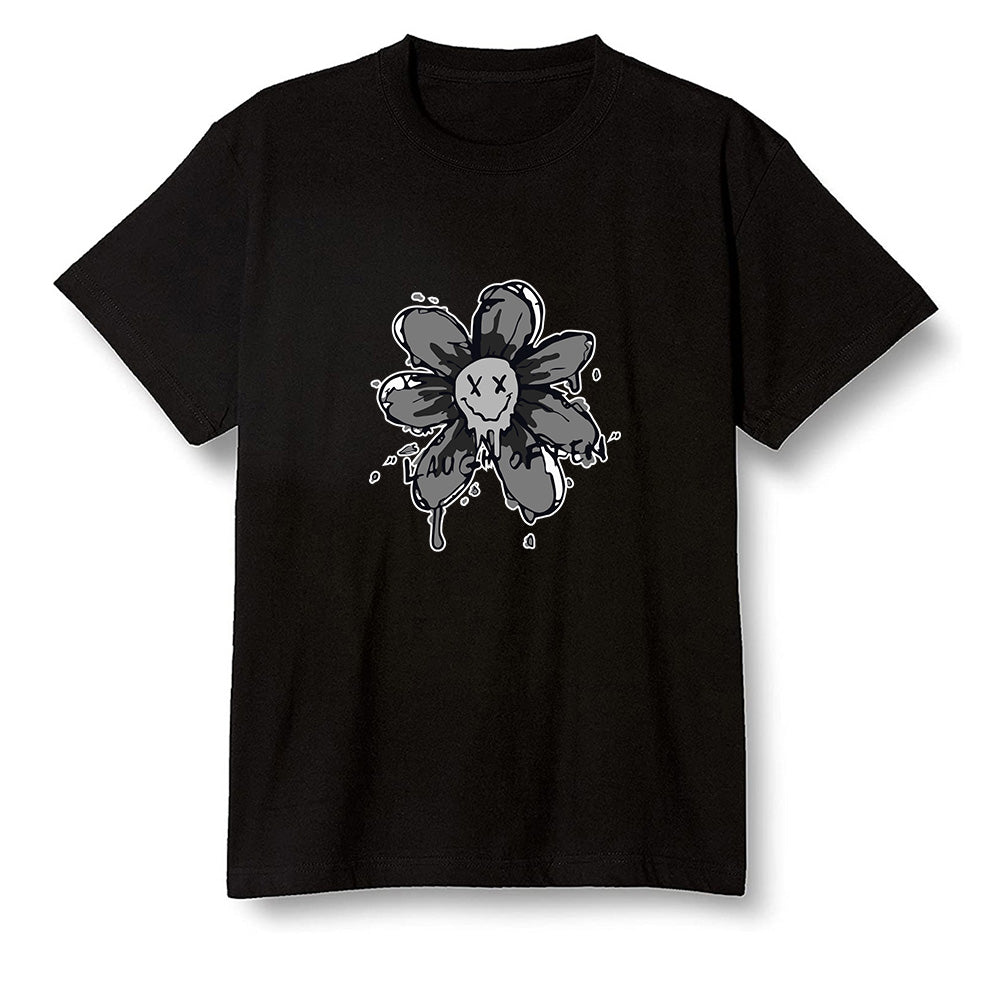 Pop Colour AJ1 Low 'Triple Black' Black - Smiling flower - Black Men T-shirt