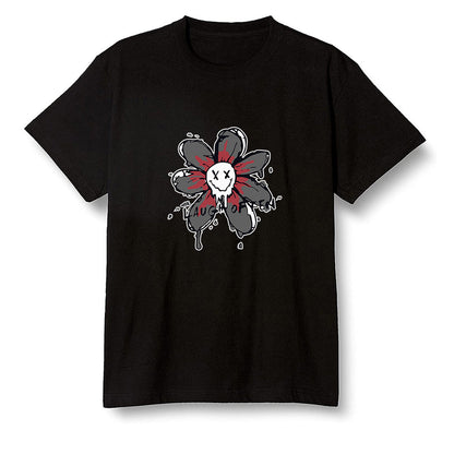 Pop Colour AJ1 Low Black Toe - Smiling flower - Black Men T-shirt