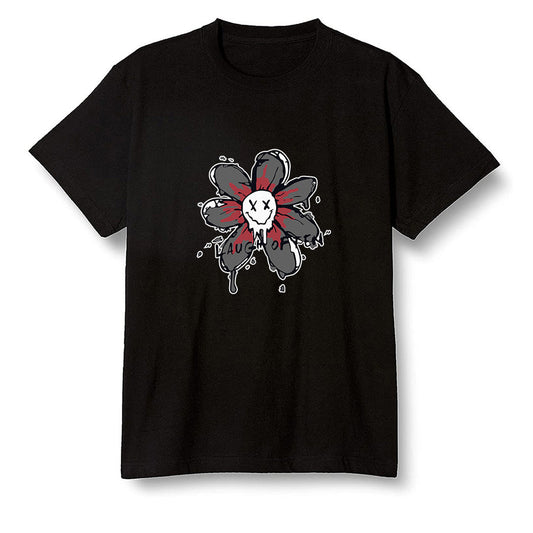 Pop Colour AJ1 Low Black Toe - Smiling flower - Black Men T-shirt