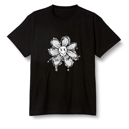 Pop Colour AJ1 Low GS Light Smoke Grey - Smiling flower - Black Men T-shirt