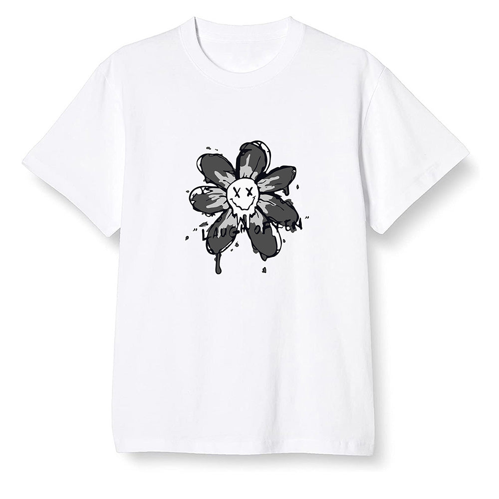Pop Colour AJ1 High OG Black White - Smiling flower - White Men T-shirt