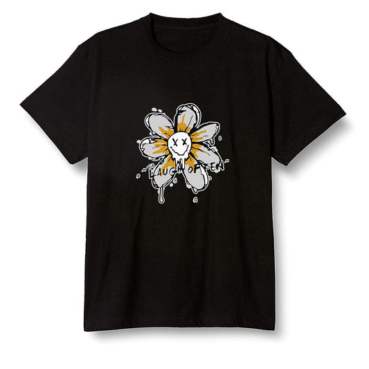 Pop Colour AJ1 Retro High OG Yellow Ochre - Smiling flower - Black Men T-shirt