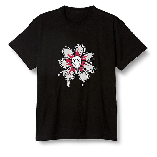 Pop Colour AJ1 Retro High OG Light Smoke Grey - Smiling flower - Black Men T-shirt