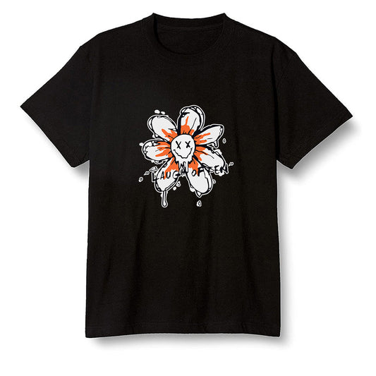 Pop Colour AJ1 Retro High OG Electro Orange - Smiling flower - Black Men T-shirt