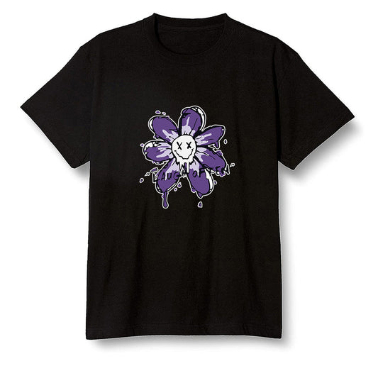 Pop Colour AJ1 Retro High OG Court Purple - Smiling flower - Black Men T-shirt