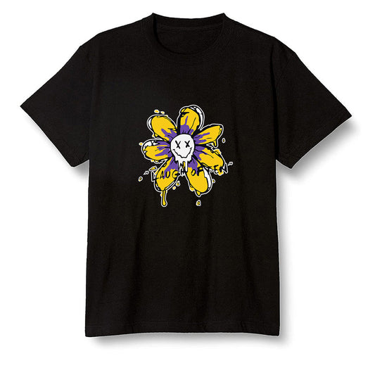 Pop Colour AJ1 Mid SE University Gold - Smiling flower - Black Men T-shirt