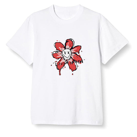 The 10 Pop Colour AJ1 Joint Model - Smiling flower - White Men T-shirt