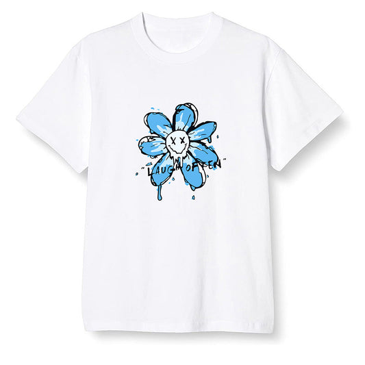 Pop Colour AJ1 NRG Joint Model - UNC - Smiling flower - White Men T-shirt