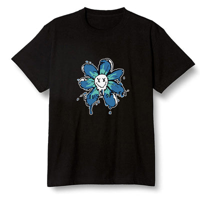 Pop Colour AJ1 High OG TIE DYE - Smiling flower - Black Men T-shirt