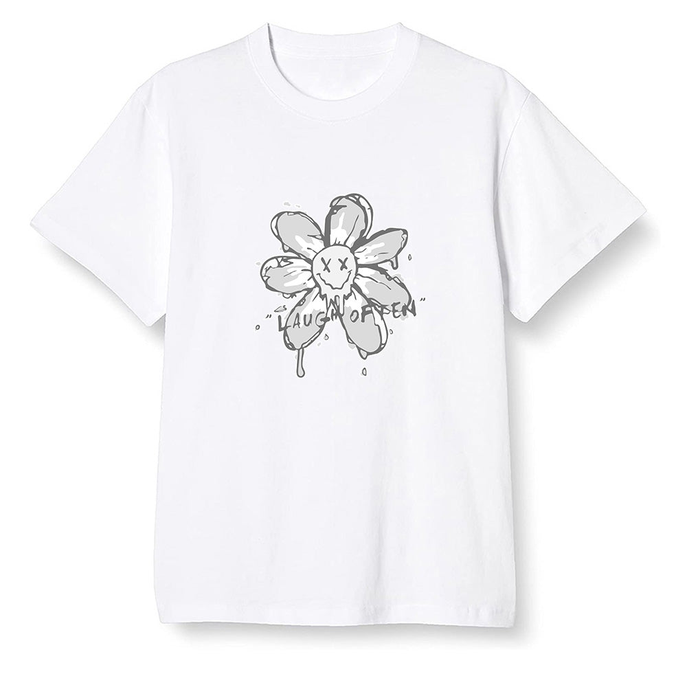 Pop Colour AJ1 Retro High OG CO Japan - Neutral Grey - Smiling flower - White Men T-shirt