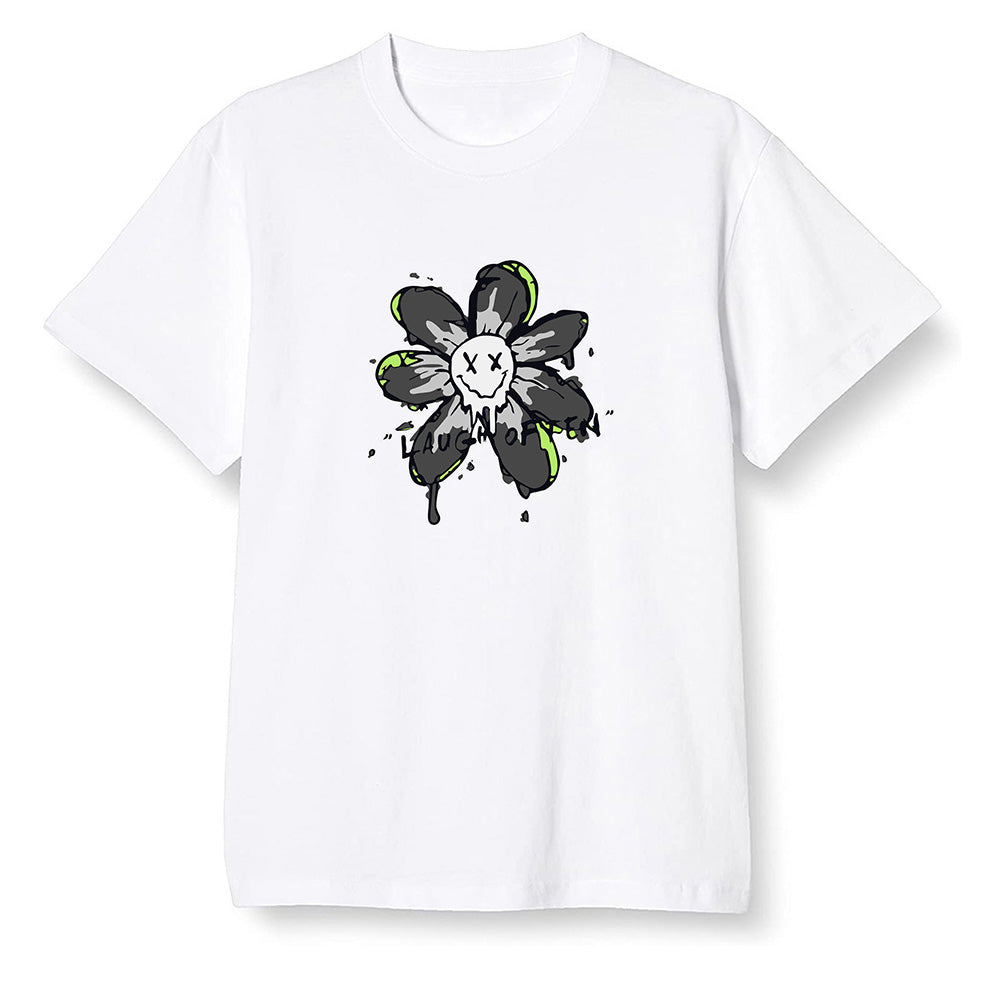 Pop Colour AJ6 Retro Electric Green - Smiling flower - White Men T-shirt
