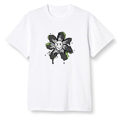 Pop Colour AJ6 Retro Electric Green - Smiling flower - White Men T-shirt