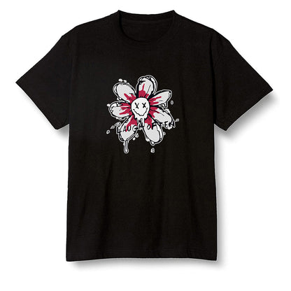 Pop Colour AJ6 Retro Carmine - Smiling flower - Black Men T-shirt