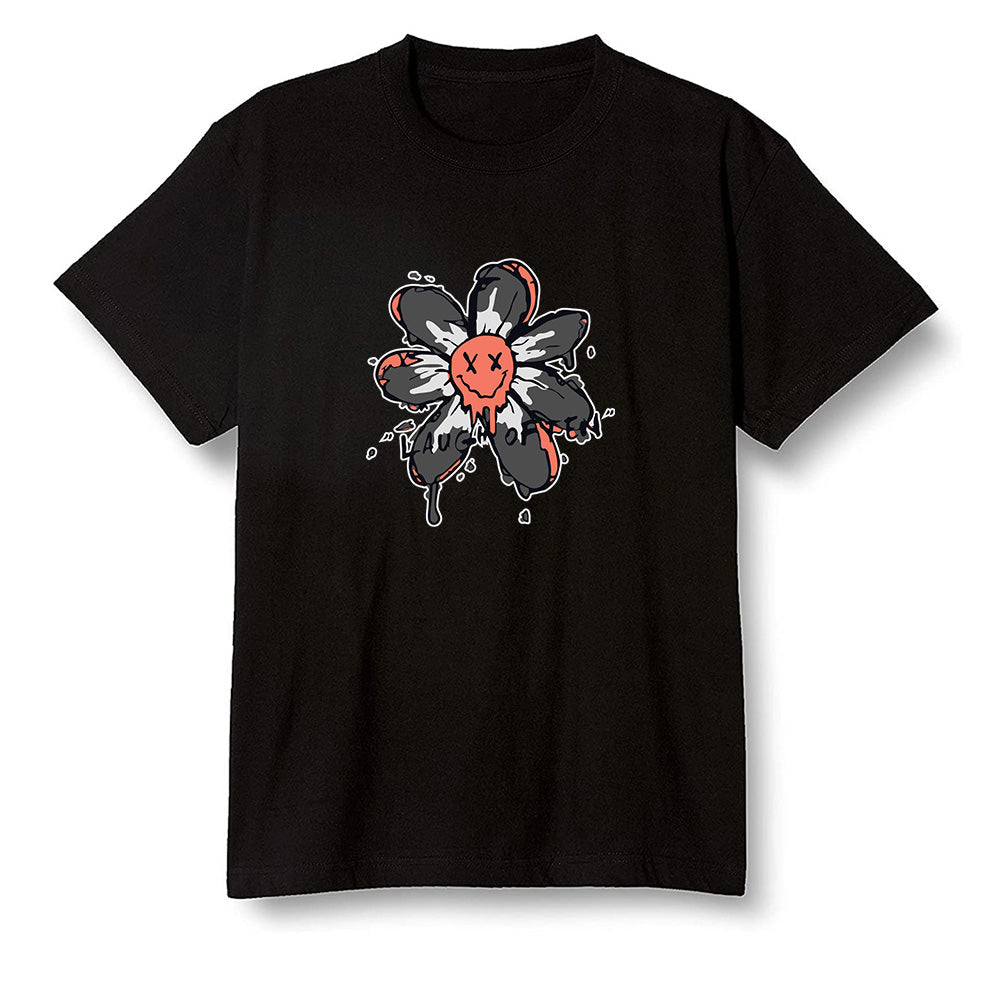 Pop Colour AJ6 Retro Psg Iron Grey Infrared - Smiling flower - Black Men T-shirt