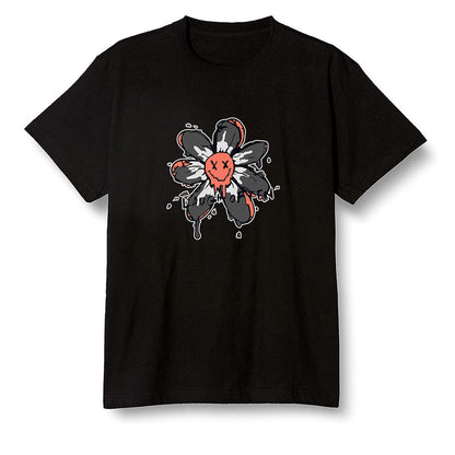 Pop Colour AJ6 Retro Psg Iron Grey Infrared - Smiling flower - Black Men T-shirt