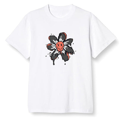 Pop Colour AJ6 Retro Psg Iron Grey Infrared - Smiling flower - White Men T-shirt
