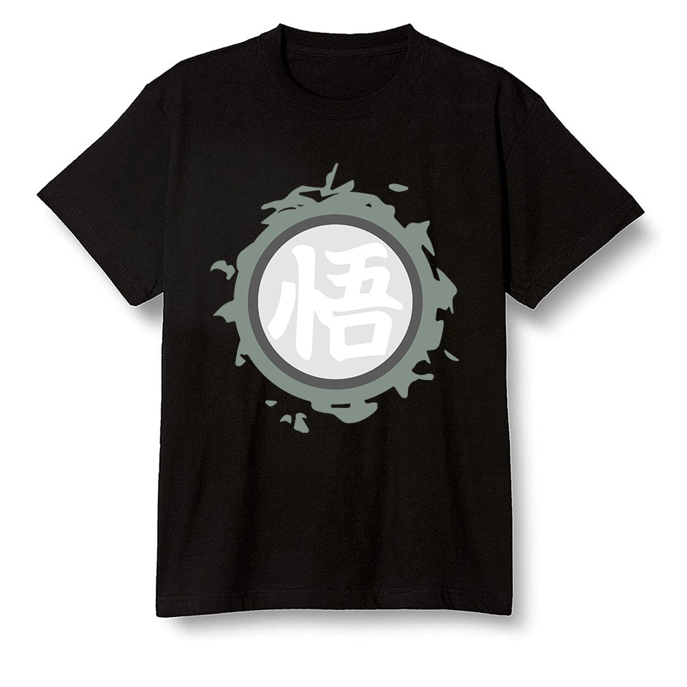 Pop Colour AJ1 Low Retro 'White' White/White-Metallic Silver - The logo Go Gi of Son Goku  - Black Men T-shirt