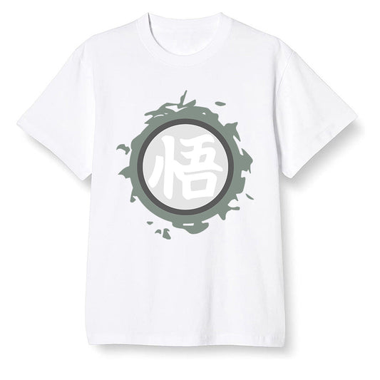 Pop Colour AJ1 Low Retro 'White' White/White-Metallic Silver - The logo Go Gi of Son Goku  - White Men T-shirt