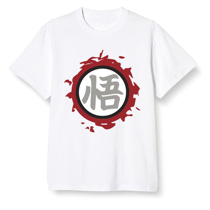 Pop Colour AJ1 Retro Low 'Hare' Grey Mist/University Red-Light Poison - The logo Go Gi of Son Goku  - White Men T-shirt