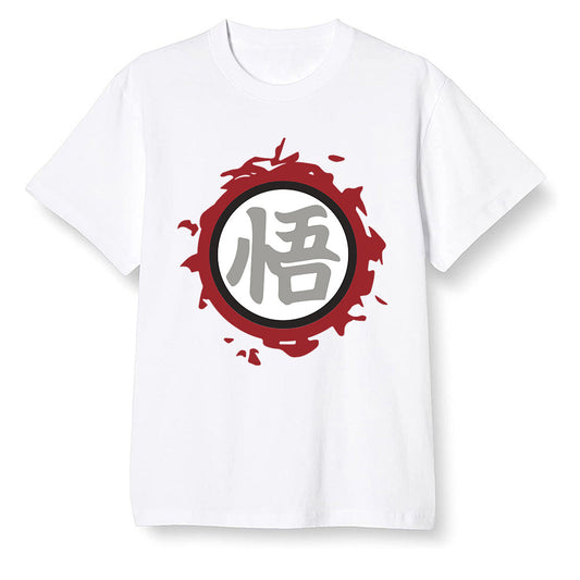 Pop Colour AJ1 Retro Low 'Hare' Grey Mist/University Red-Light Poison - The logo Go Gi of Son Goku  - White Men T-shirt