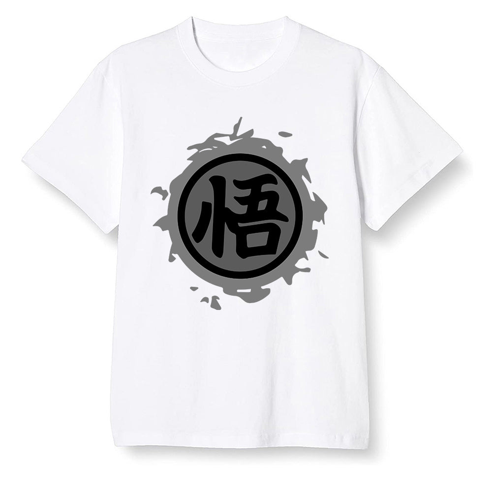 Pop Colour AJ1 Low 'Triple Black' Black - The logo Go Gi of Son Goku  - White Men T-shirt