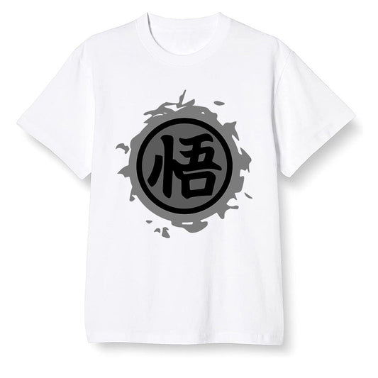 Pop Colour AJ1 Low 'Triple Black' Black - The logo Go Gi of Son Goku  - White Men T-shirt