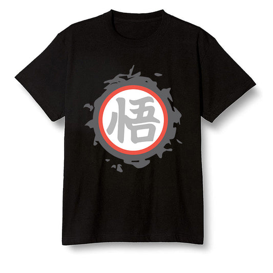 Pop Colour AJ1 Low GS Light Smoke Grey - The logo Go Gi of Son Goku  - Black Men T-shirt