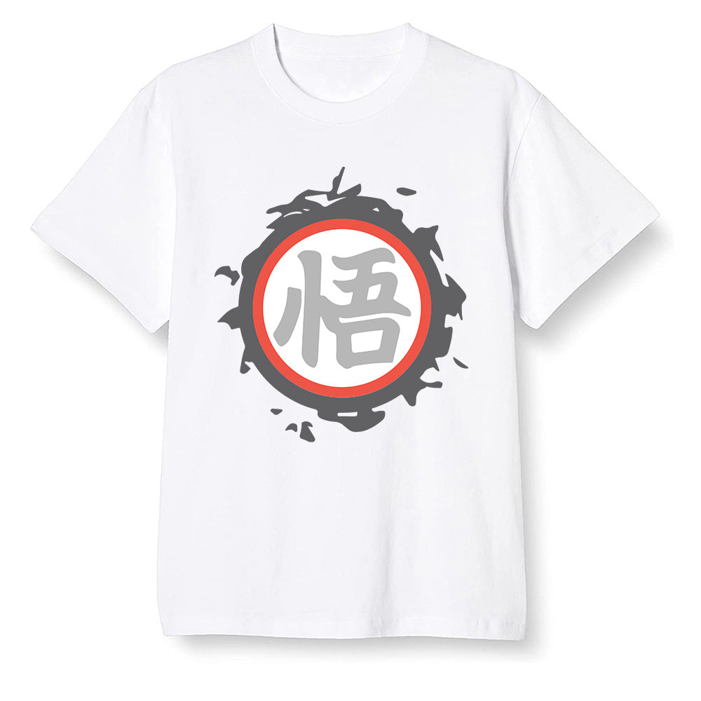 Pop Colour AJ1 Low GS Light Smoke Grey - The logo Go Gi of Son Goku  - White Men T-shirt